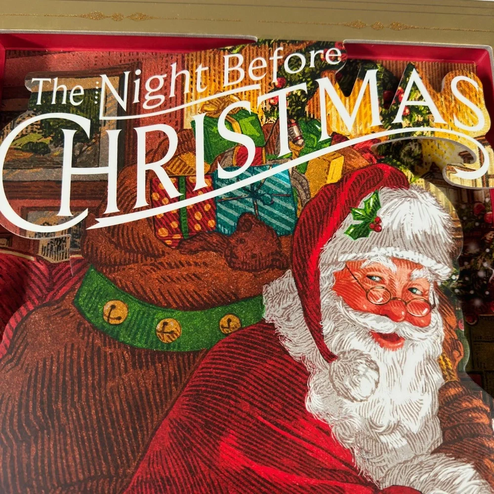 NWT Coated Paper Night Before Christmas Pop-Up Book Novelty/W Sound & Light Huge - Picture 6 of 7